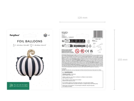 Balon foliowy Dynia w paski kremowo czarne 39x38 cm