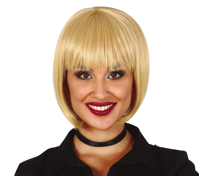 Peruka BOB krótka ciepły blond z grzywką