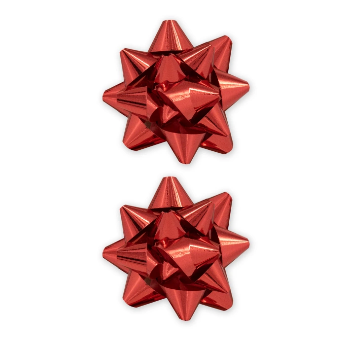 Kokarda prezentowa rozeta czerwona 7,6 cm 2 szt.