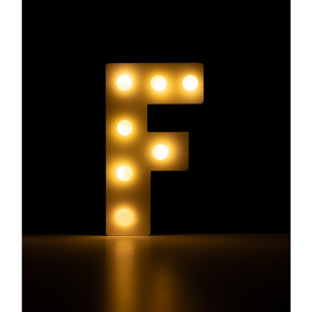 Świecąca Litera LED "F" Light Letter, drewniana biała 17x12 cm