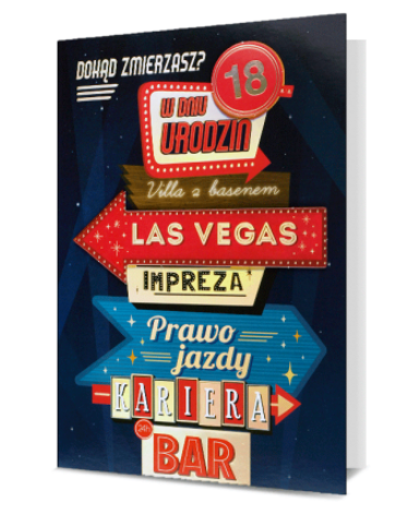 Kartka okolicznościowa osiemnastkowa 18 urodziny Dokąd zmierzasz?