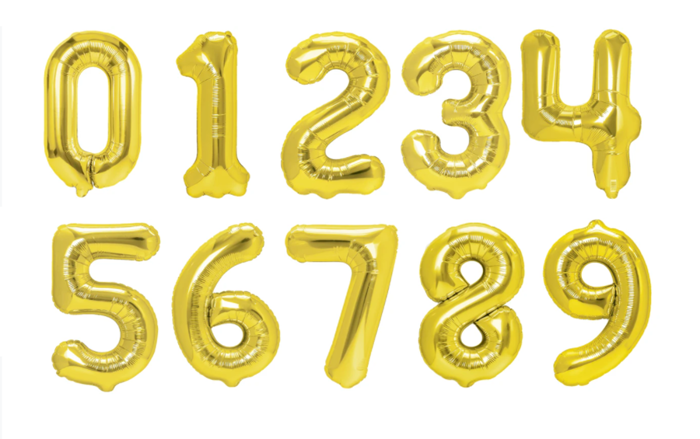 BALON foliowy CYFRA mała 40 cm ZŁOTA