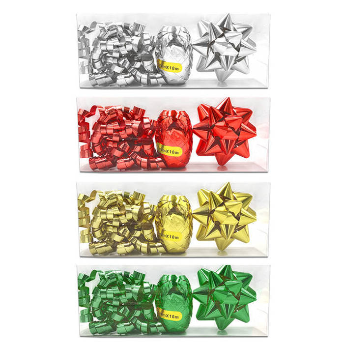 Zestaw do pakowania prezentów (rozetka, wstążka, warkocze)