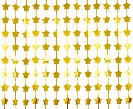 Kurtyna Party wisząca GWIAZDKI złota metaliczna 100x200cm