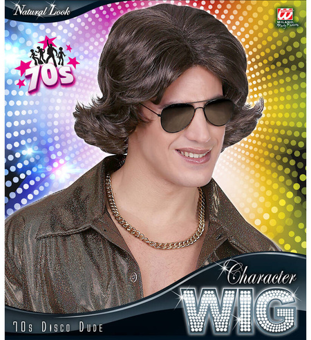 Peruka brązowa krótka Disco lata '70