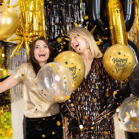 Balony Happy New Year Sylwester 12 cali zestaw 6 szt.