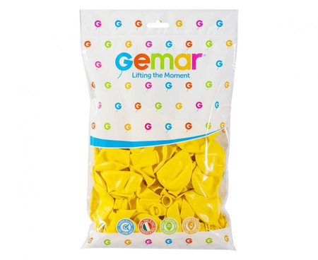 Balon Gemar jednokolorowy 12 cali 100 szt żółty