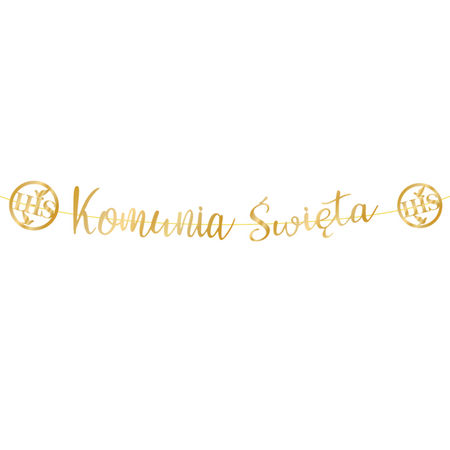 Baner girlanda Komunia Święta złoty napis 150 cm