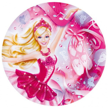 Talerzyki papierowe Barbie okrągłe 23cm 8 szt