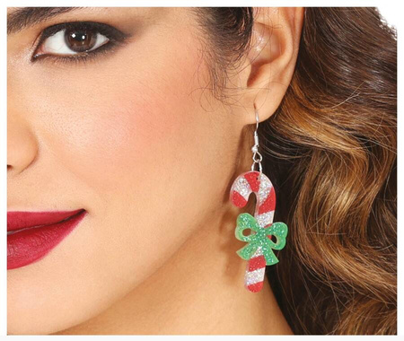 Kolczyki świąteczne cukrowe laski Candy cane