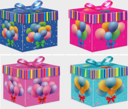 Pudełko prezentowe urodzinowe baloniki 22 x 22 cm