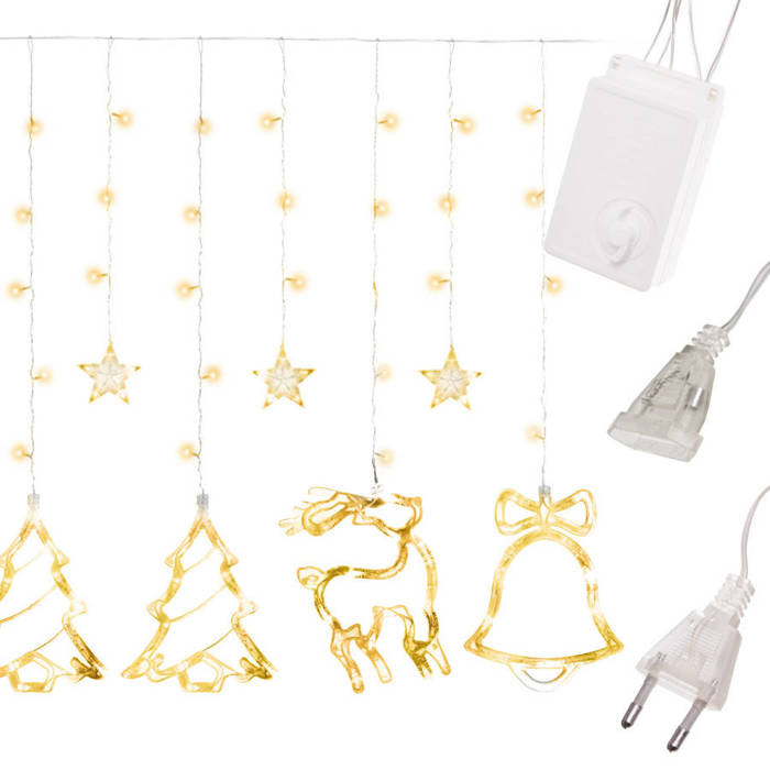 Girlanda KURTYNA Świąteczna choinka renifer LED 3 m