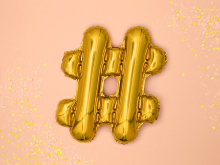 BALON foliowy ZNAK krzyżyk kratka mały 35 cm złoty na powietrze