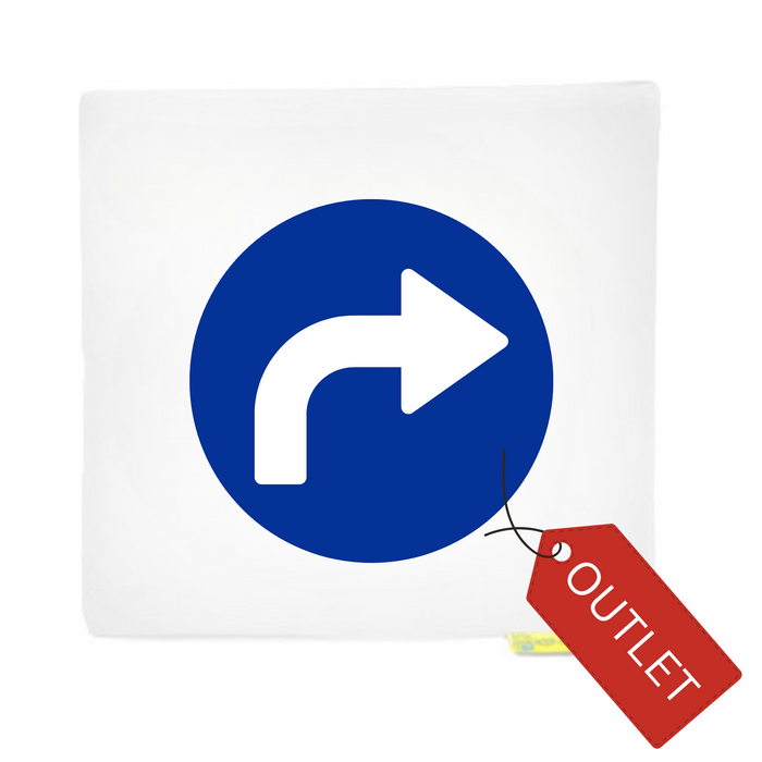 Poduszka kwadratowa znak nakazu SKRĘT W PRAWO 1 szt. - OUTLET - skaza nadruku