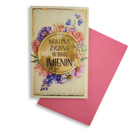 Kartka okolicznościowa Najlepsze życzenia IMIENINY w kwiaty