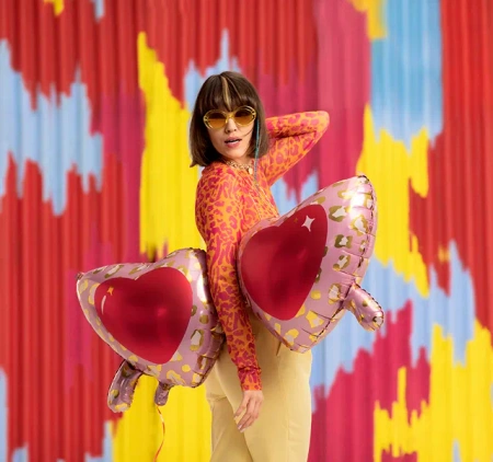 Balon foliowy okulary serca na Walentynki 115,5 x 52 cm