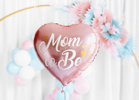 Mom to Be balon foliowy serce 35 cm Baby Shower