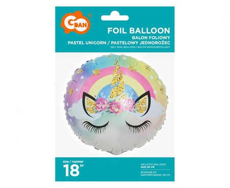 Balon foliowy JEDNOROŻEC okrągły 18 cali 35 cm