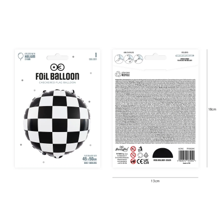 Balon foliowy okrągły Racing Car Flaga w szachownicę