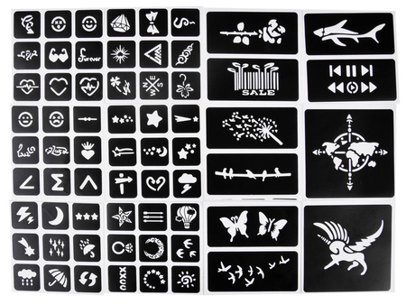 Zestaw do tatuaży brokatowych XL (szablony, pędzle, klej, tatuaże, brokaty)