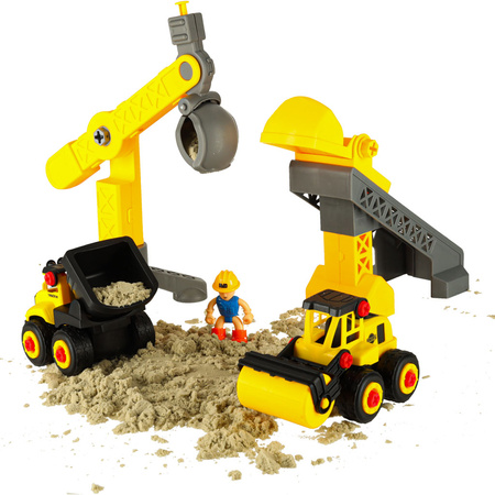 Piasek dla dzieci 1100g zamek pojazdy foremki figurki zestaw kreatywny