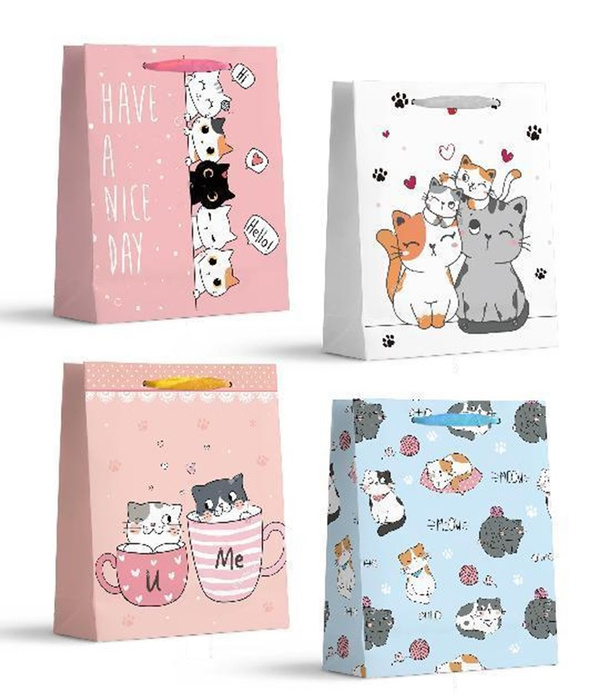 Torebka prezentowa Kotki 32x26x10 cm MIX wzorów