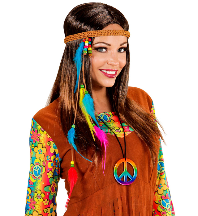 Opaska na głowę z piórkami Indianin, Hipis