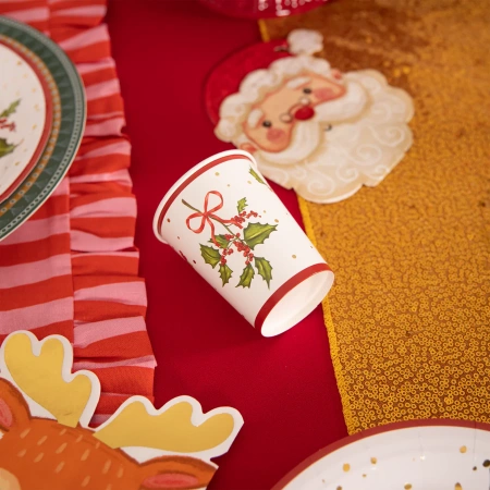 Kubeczki papierowe świąteczny wzór Gałązka 220ml 10szt.