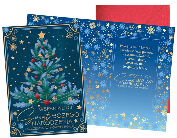 Kartka okolicznościowa Karnet świąteczny choinka niebieska
