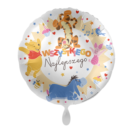 Balon foliowy okrągły 18 cali  Wszystkie Najlepszego Kubuś Puchatek