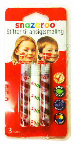 Kredki do twarzy i ciała zestaw KIBIC biało-czerwony Snazaroo 3 szt.