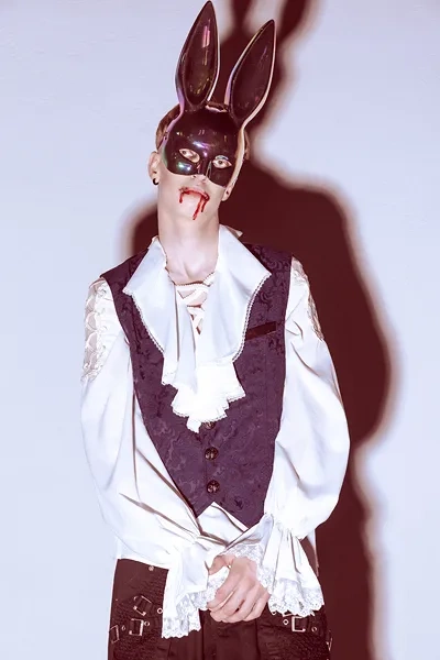 Maska Królik, 16.5x34cm CZARNY opalizujący