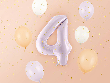 Balon foliowy CYFRA 4 pastelowy fioletowy 72 cm