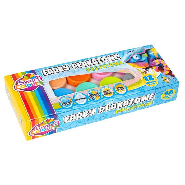 Farby Plakatowe  pastelowe 12 kolorów OTOCKI 10x20 ml Szkolne