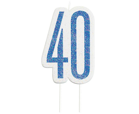 Świeczka urodzinowa na tort liczba "40" niebieska