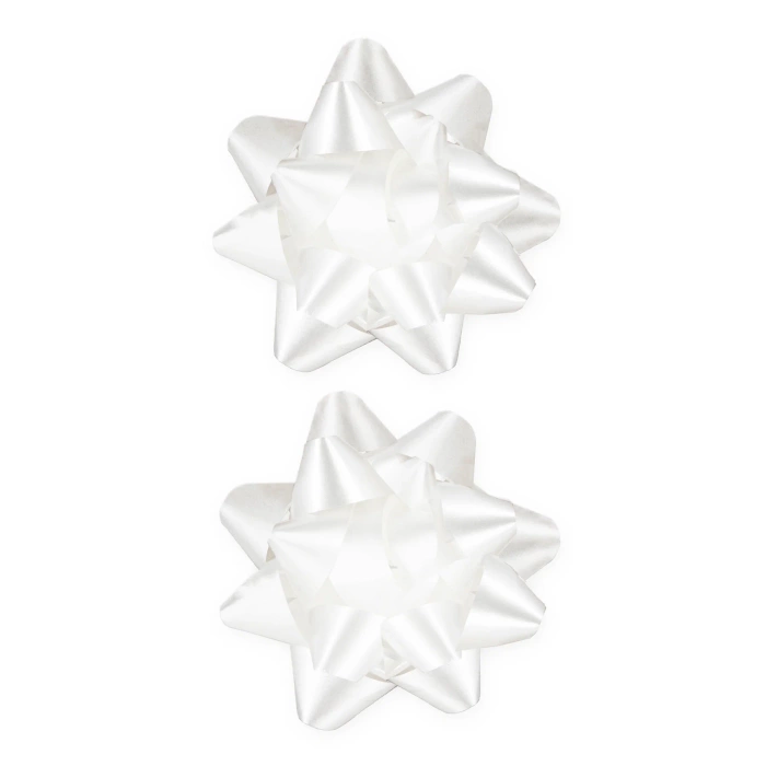 Kokarda prezentowa rozeta matowa biała 7,6 cm 2 szt.