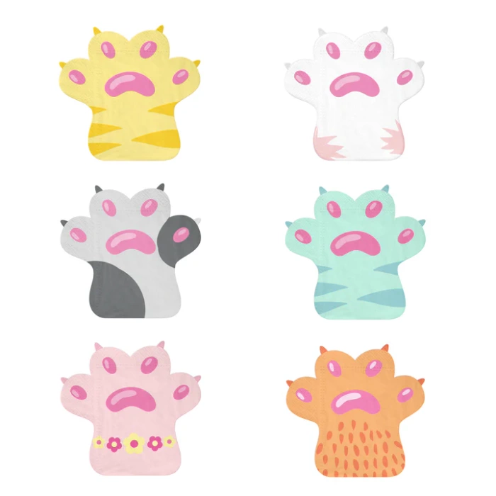 Serwetki papierowe kolorowe łapki kotka 12 szt.