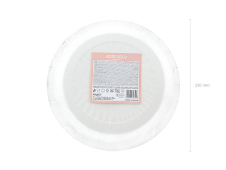 Talerzyki papierowe jednokolorowe Złoty Róż 23cm 6 szt.