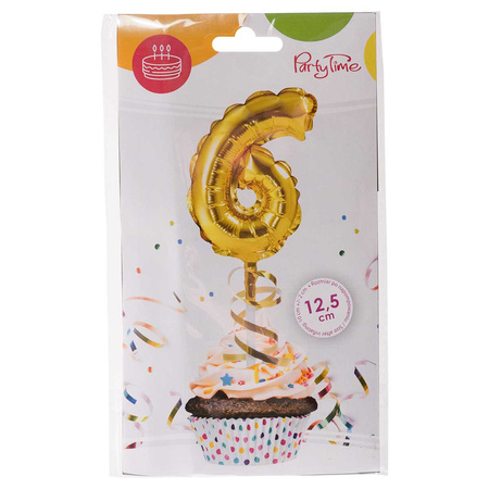 BALON foliowy CYFRA na patyczku ZŁOTA 12,5 cm