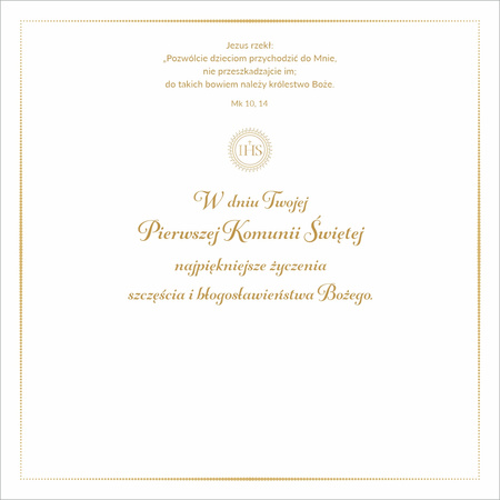 Kartka okolicznościowa z okazji Komunii Świętej kwadratowa