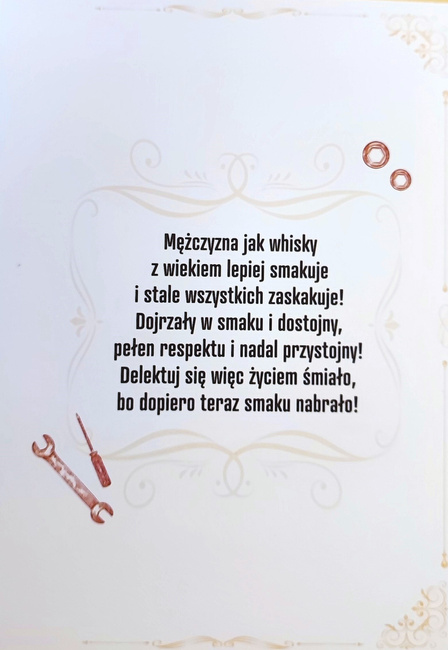 Kartka urodzinowa "Wciąż na oryginalnych częściach" personalizowana