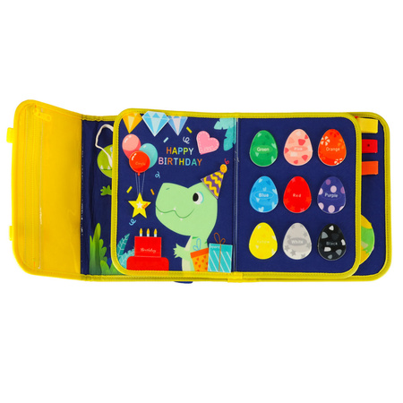 Tablica manipulacyjna sensoryczna montessori walizka plecak niebieska