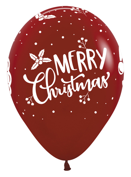 Balon gumowy świąteczny Merry Christmas z Mikołajem Sempertex 12 cali 1 szt.