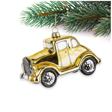 Bombka zawieszka na choinkę złoty samochód retro 1 szt.