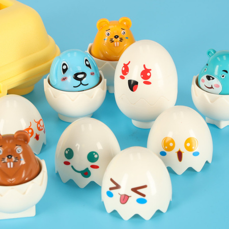 Układanka edukacyjna sorter dopasuj kształty jajka montessori zwierzątka 6 szt