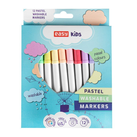Flamastry pisaki spieralne zmywalne 12 kolorów PASTELOWE Easy