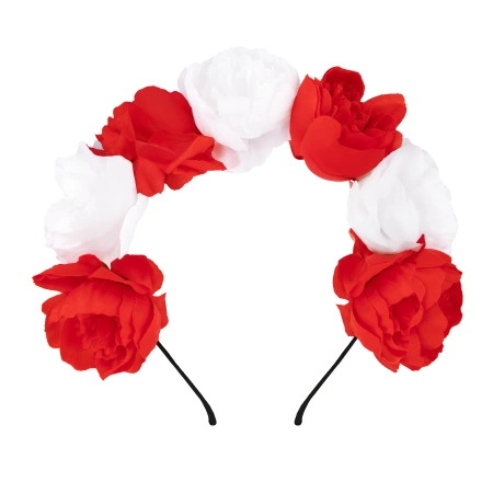 Opaska z kwiatami Wianek kibica biało-czerwony Polska