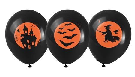 Balony gumowe Halloween nadruk 12 cali 5 szt. mix