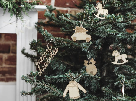 Zawieszki drewniane do prezentów świąteczne MIX 10 szt.