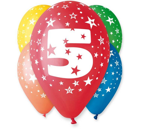 Balon Gemar 12 cali 1 sztuka cyfra 5
